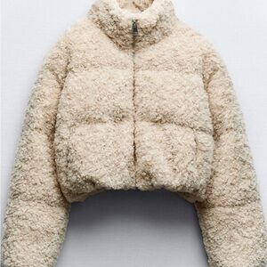 Zara NWT Women's Cream Teddy Coat Sherpa Jacket Bomber XS sold out